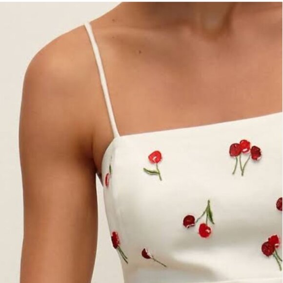 ANTHROPOLOGIE The Brynne 3D Cherry Spaghetti-Strap Dress by Maeve Size 12 NWT - Picture 2 of 4